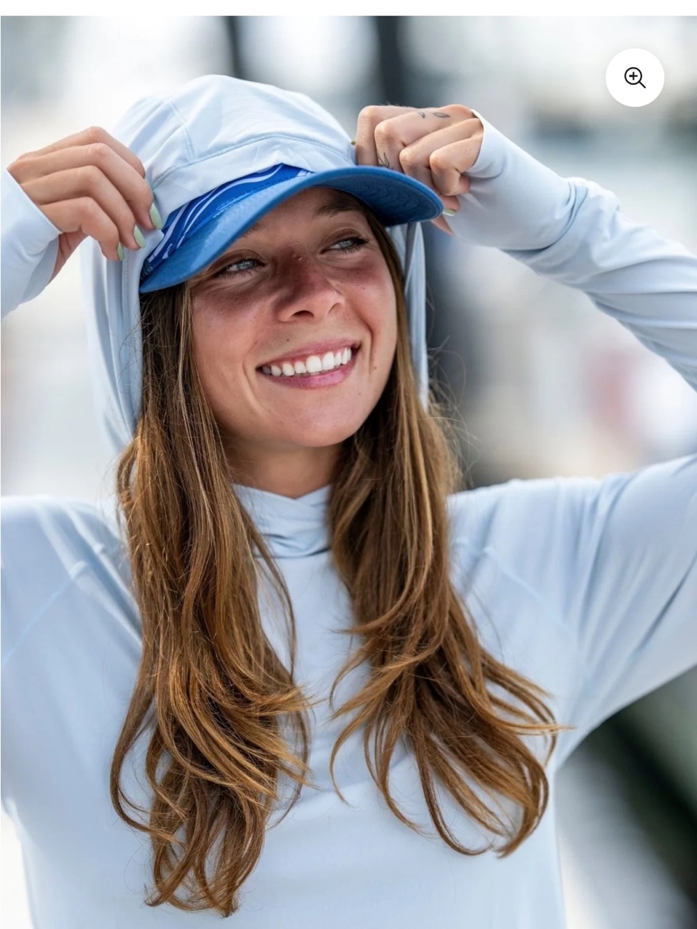 Fishewear Light Blue Hooded Performance Sun Shirt - Women